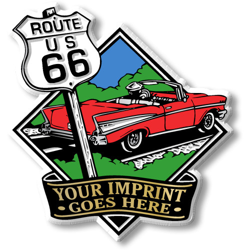 Route 66 Diamond Imprint Magnet, Collectible 3D-Molded Rubber Souvenir, Made in the USA