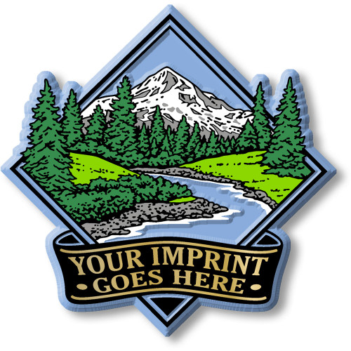 Mountain Scene Diamond Imprint Magnet, Collectible 3D-Molded Rubber Souvenir, Made in the USA