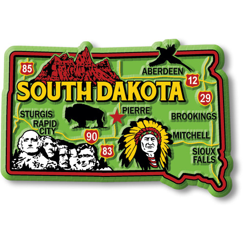 South Dakota Colorful State Magnet, Collectible Souvenir Made in the USA