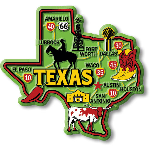 Texas Colorful State Magnet, Collectible Souvenir Made in the USA