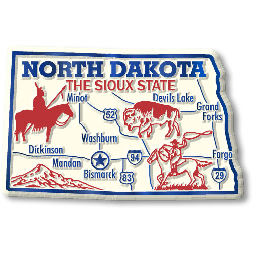 North Dakota Giant State Magnet, Collectible Souvenir Made in the USA