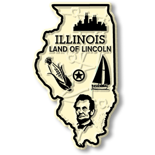 Illinois Small State Magnet, Collectible Souvenir Made in the USA