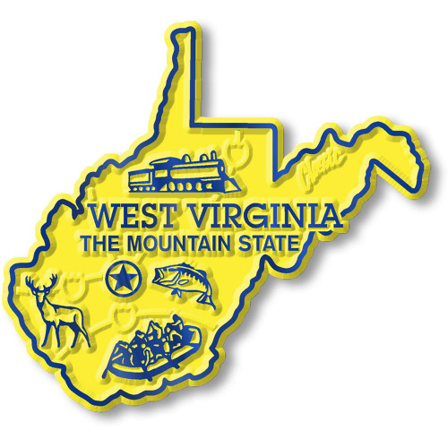 West Virginia Small State Magnet, Collectible Souvenirs Made in the USA