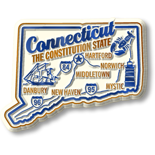 Connecticut Premium State Magnet, Collectible Souvenirs Made in the USA