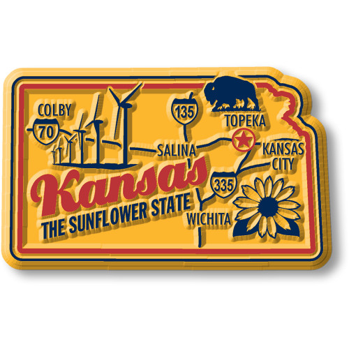 Kansas Premium State Magnet, Collectible Souvenirs Made in the USA