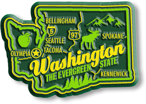 Washington Premium State Magnet, Collectible Souvenirs Made in the USA