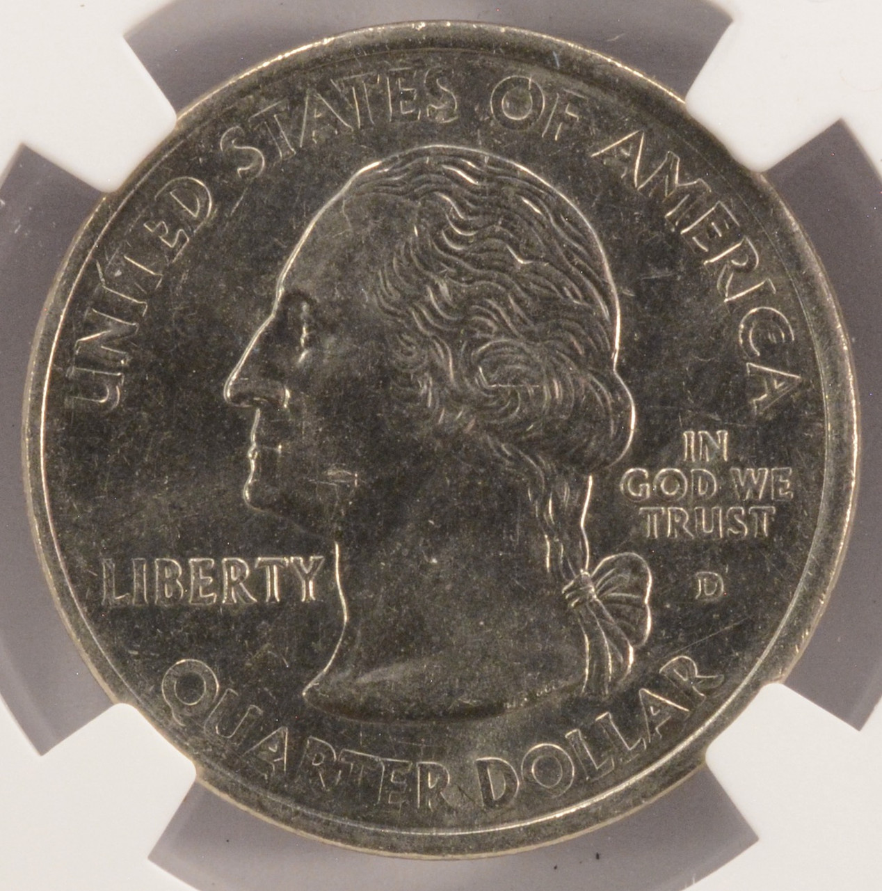 2002-D Indiana Quarter Reverse Missing Clad Layer NGC MS64 RB
