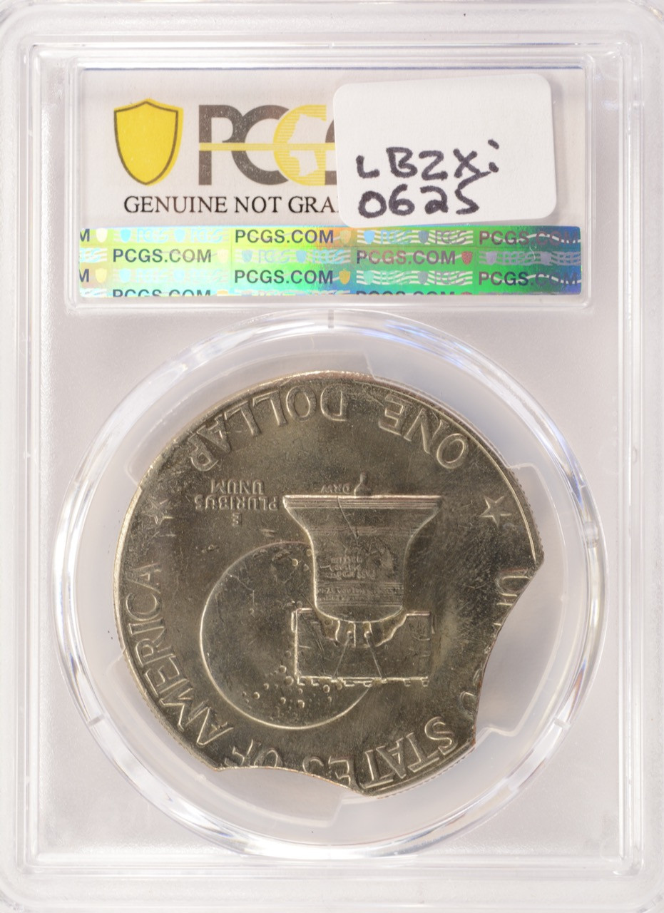 1976-D $1 Bicentennial Ike Dollar 7% Double-Curved Clipped