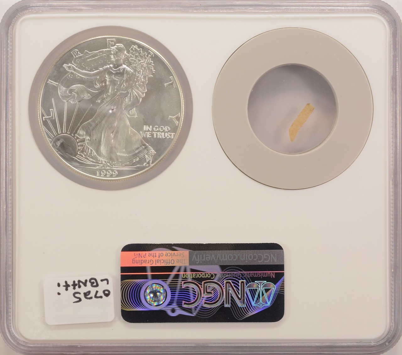 1999 $1 Silver Eagle (2 Piece Set) Struck Thru & Retained 2-Piece