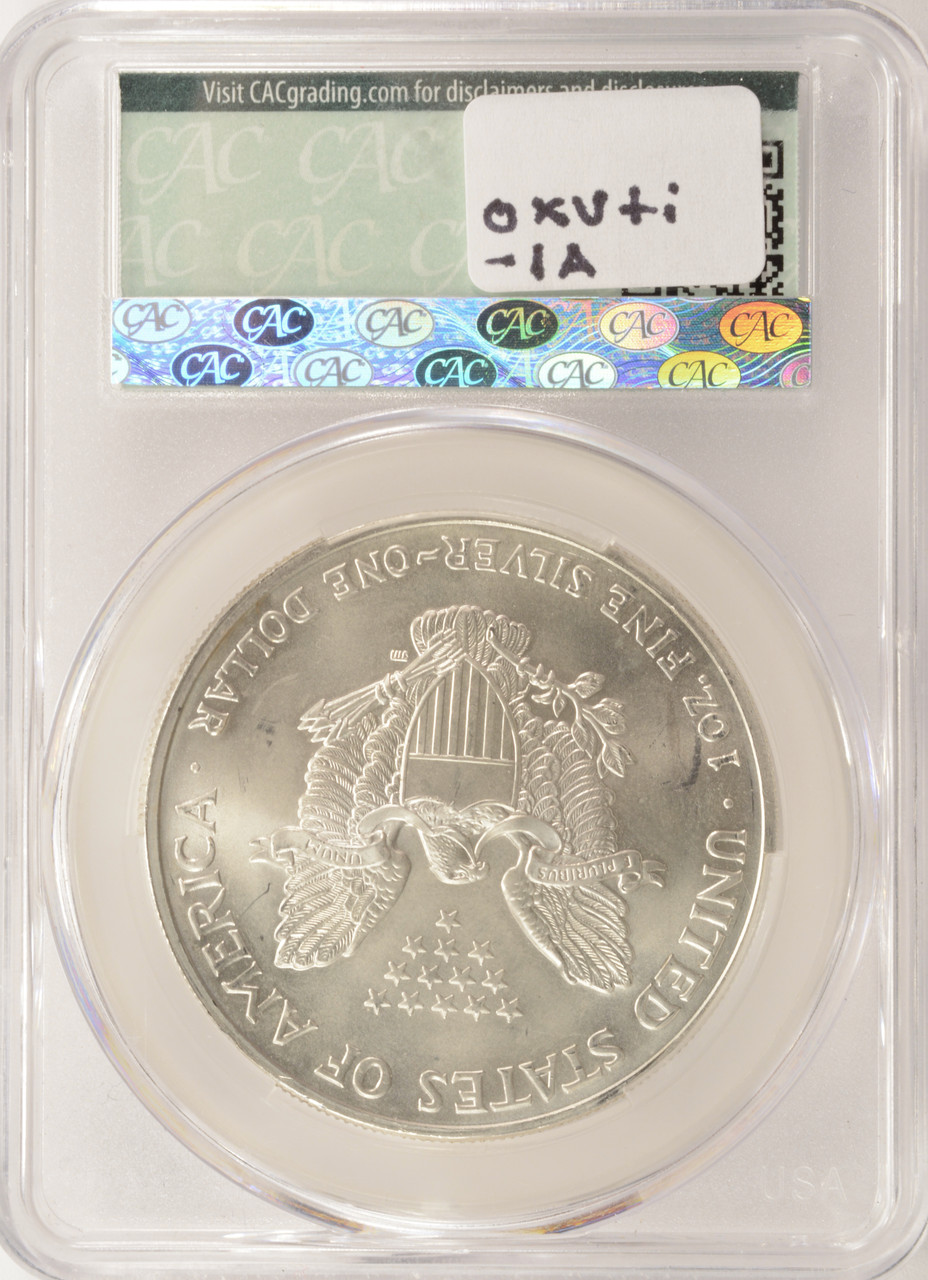 2004 $1 Silver Eagle Double-Struck, 2nd Partial Collar Strike & On