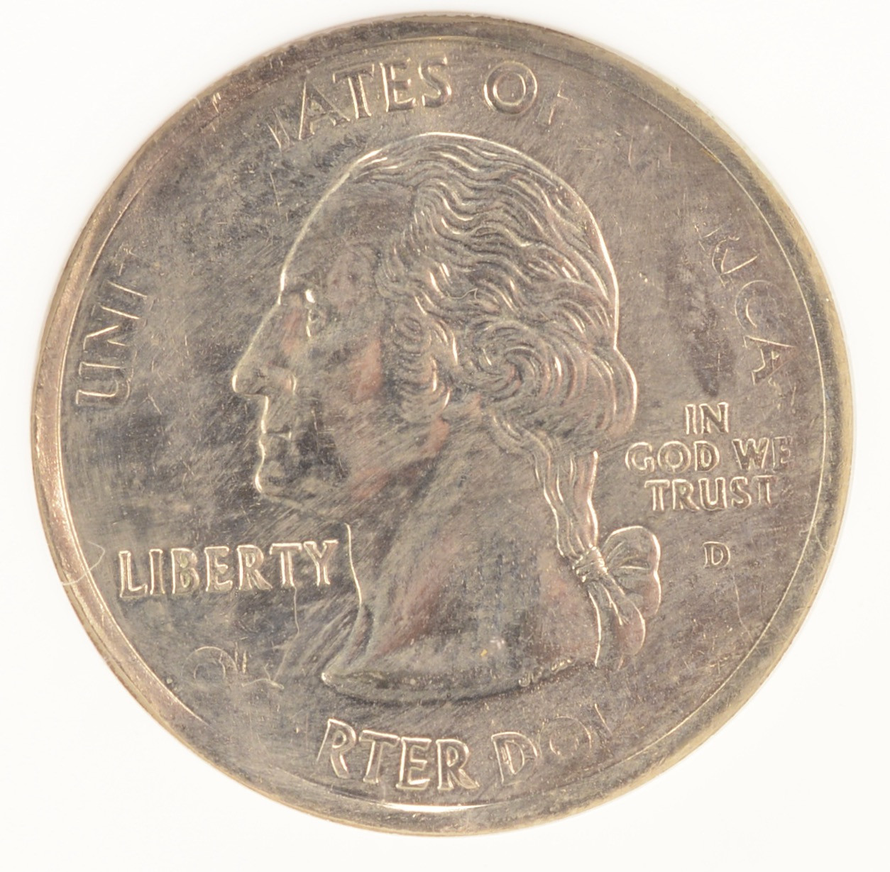 2002-D 25c Mississippi Quarter Reverse Missing Clad Layer MS65 RB