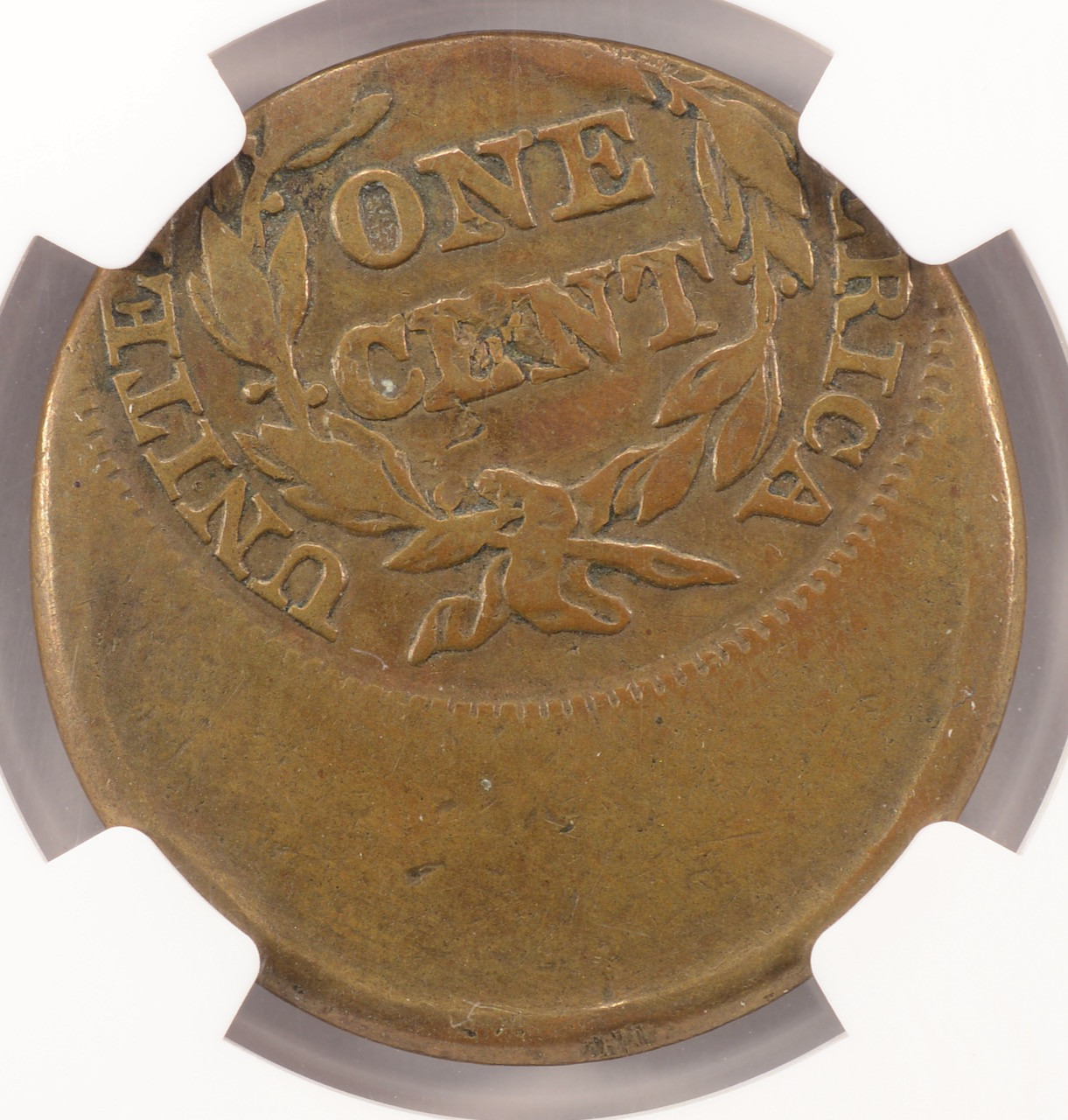 1839-1857) 1c Braided Hair Large Cent Struck 35% Off-Center NGC VF