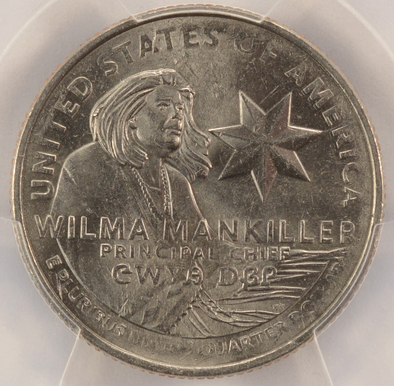 【中古】 月丸（ワイルドムーン）（2） 2022-P 25c Wilma Mankiller Quarter Retained Cud Die Break PCGS MS62