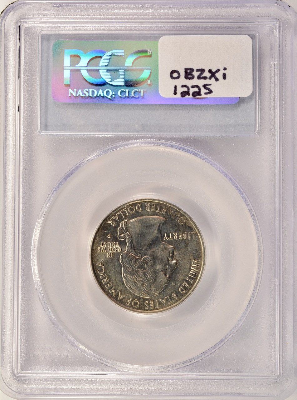 2002-P 25c Mississippi Quarter Reverse Missing Clad Layer PCGS AU58 RB