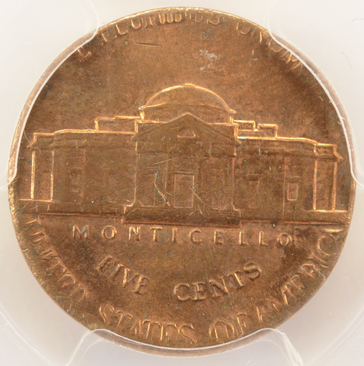 1980-P 5c Jefferson Nickel Struck on Cent Planchet PCGS MS64 RB