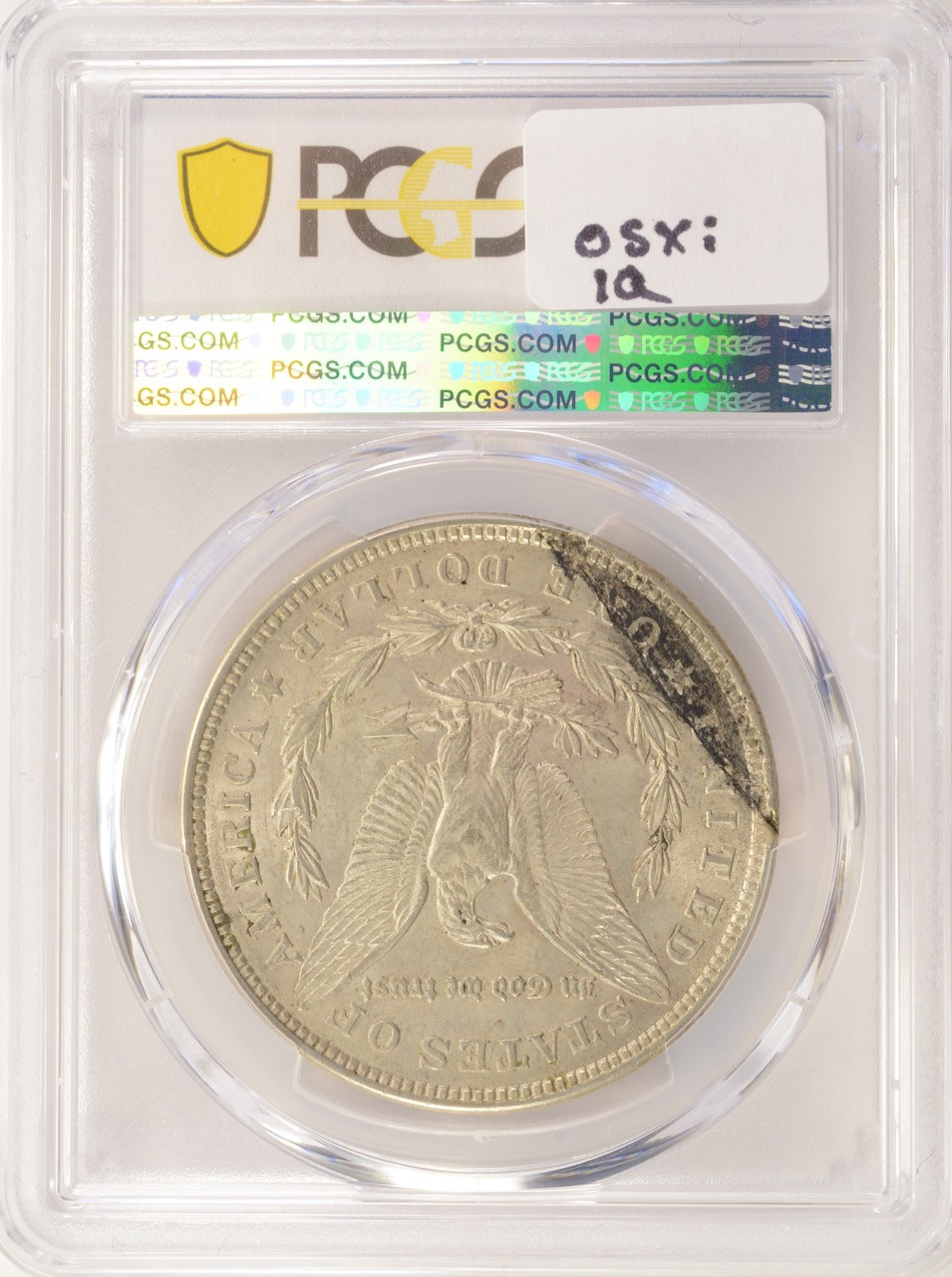 1921 $1 Morgan Dollar Lamination & Slag Inclusion Reverse PCGS AU55