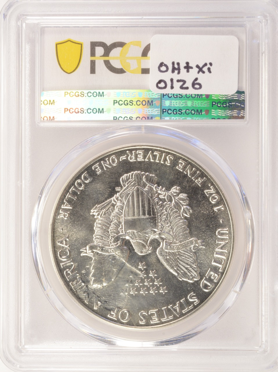 1988 $1 Silver Eagle Reverse Struck Through PCGS MS67