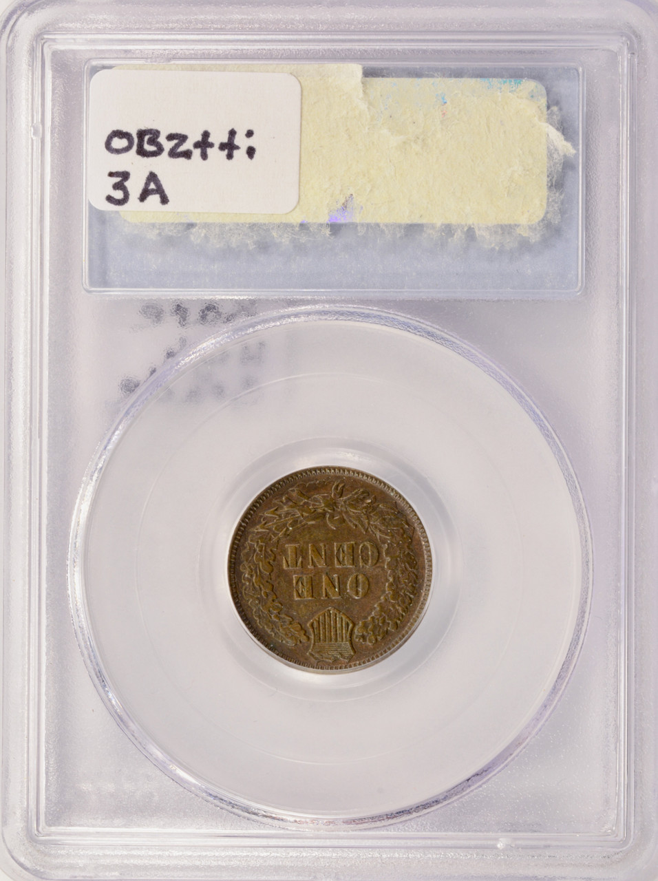 1893 1c Indian Cent Rotated Double-Struck In-Collar PCGS AU53