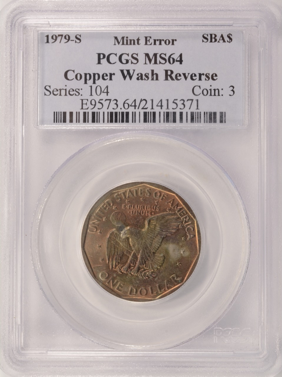 1979-S SBA Dollar Improperly Annealed Reverse PCGS MS64