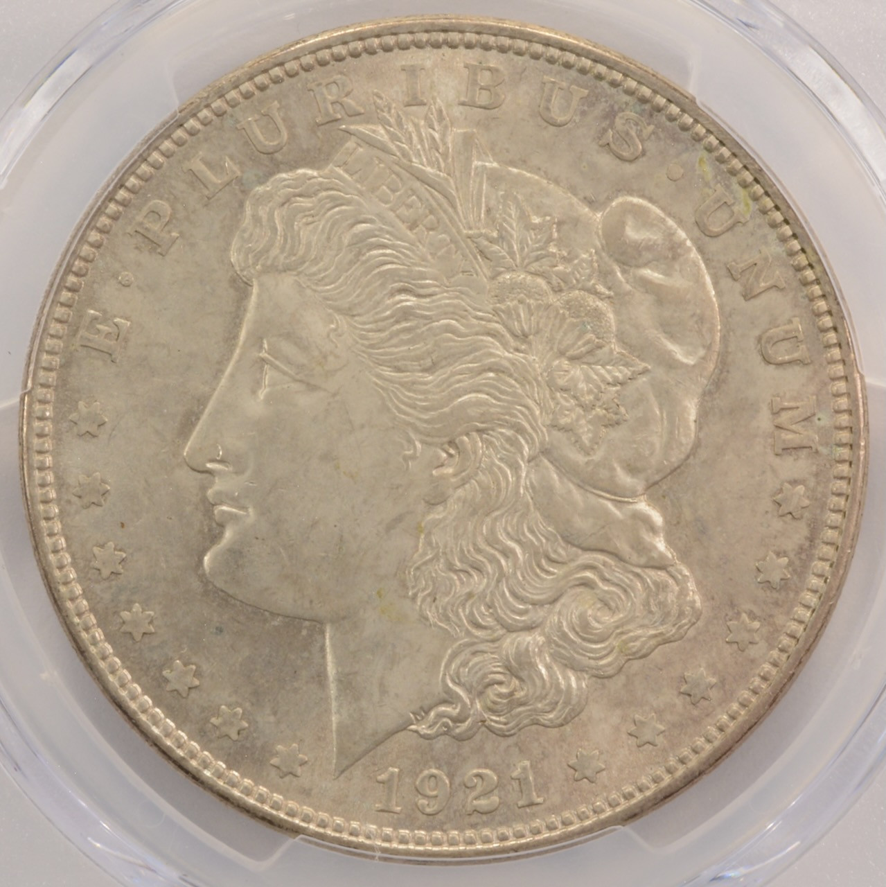 1921 $1 Morgan Dollar Struck Through Reverse PCGS MS63