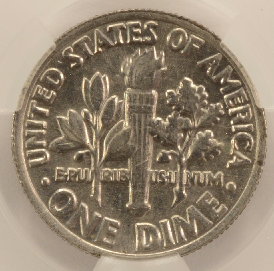 1982-P 10c Roosevelt Dime Obverse Missing Clad Layer CACG AU58