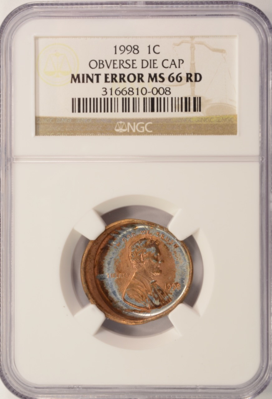 1998 1c Lincoln Cent Deep Die Cap NGC MS66 Red