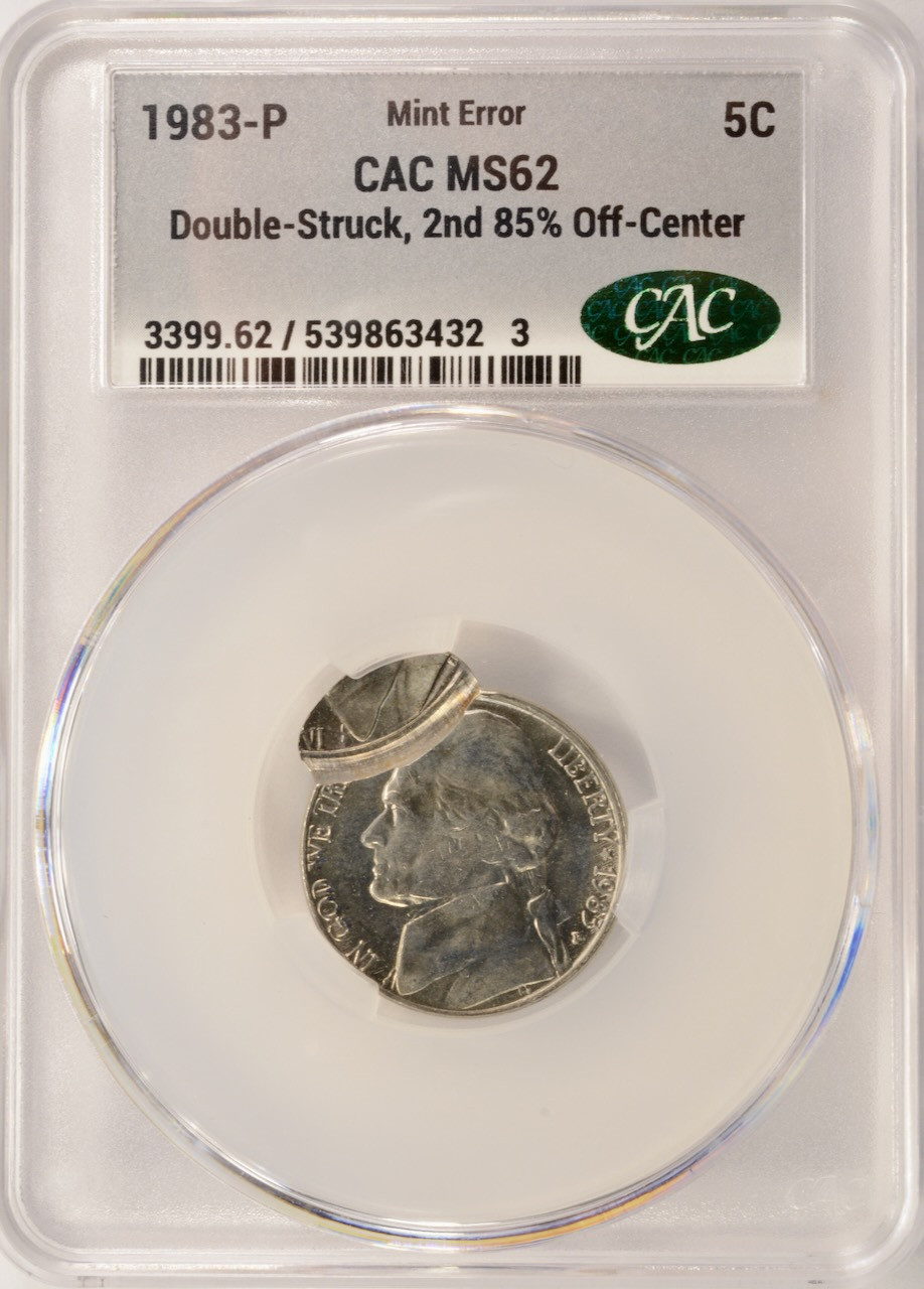 1983-P 5c Jefferson Nickel Double-Struck, 2nd 85% Off-Center