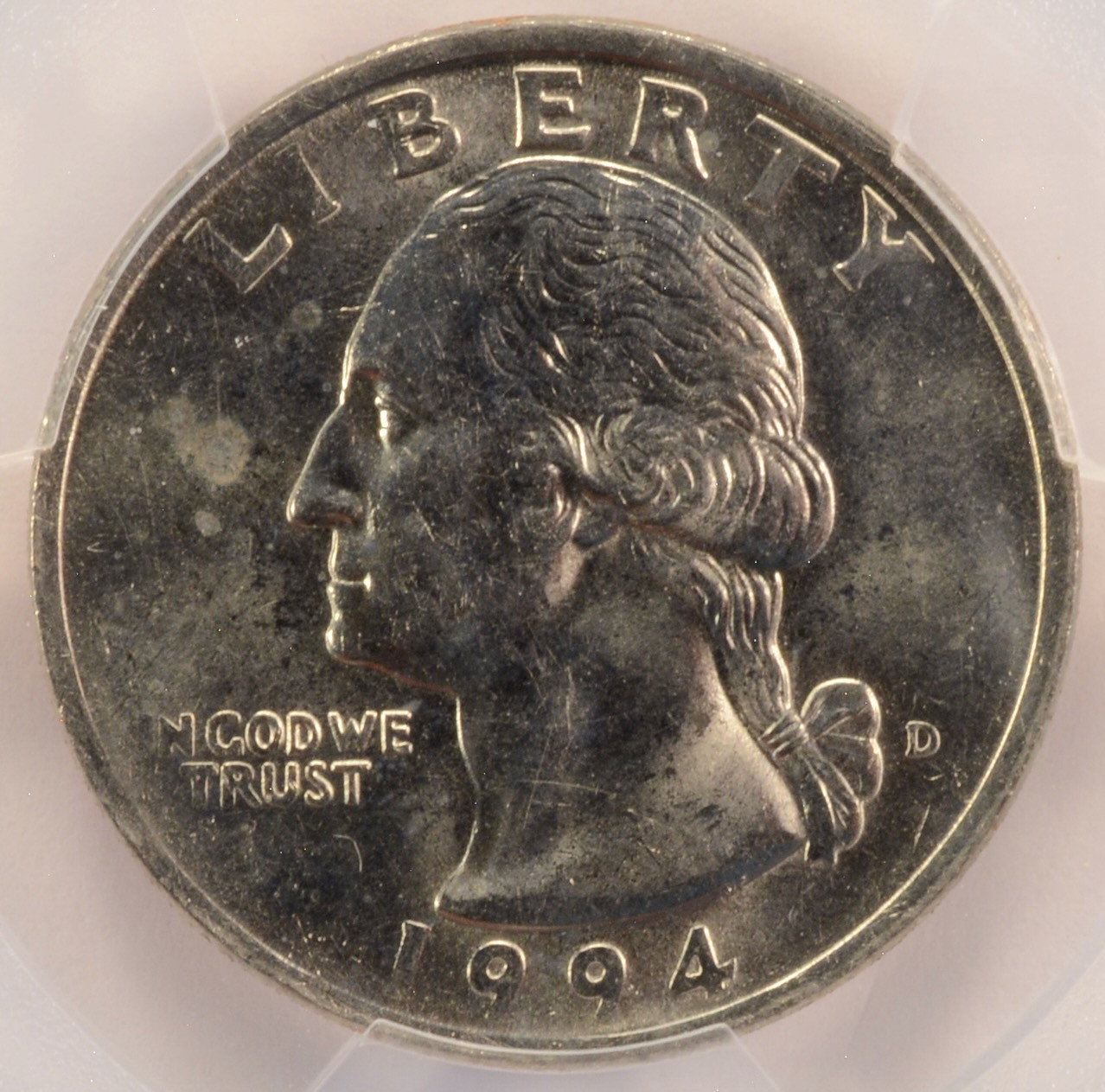 1994-D 25c Washington Quarter Reverse Missing Clad Layer PCGS MS63 Red