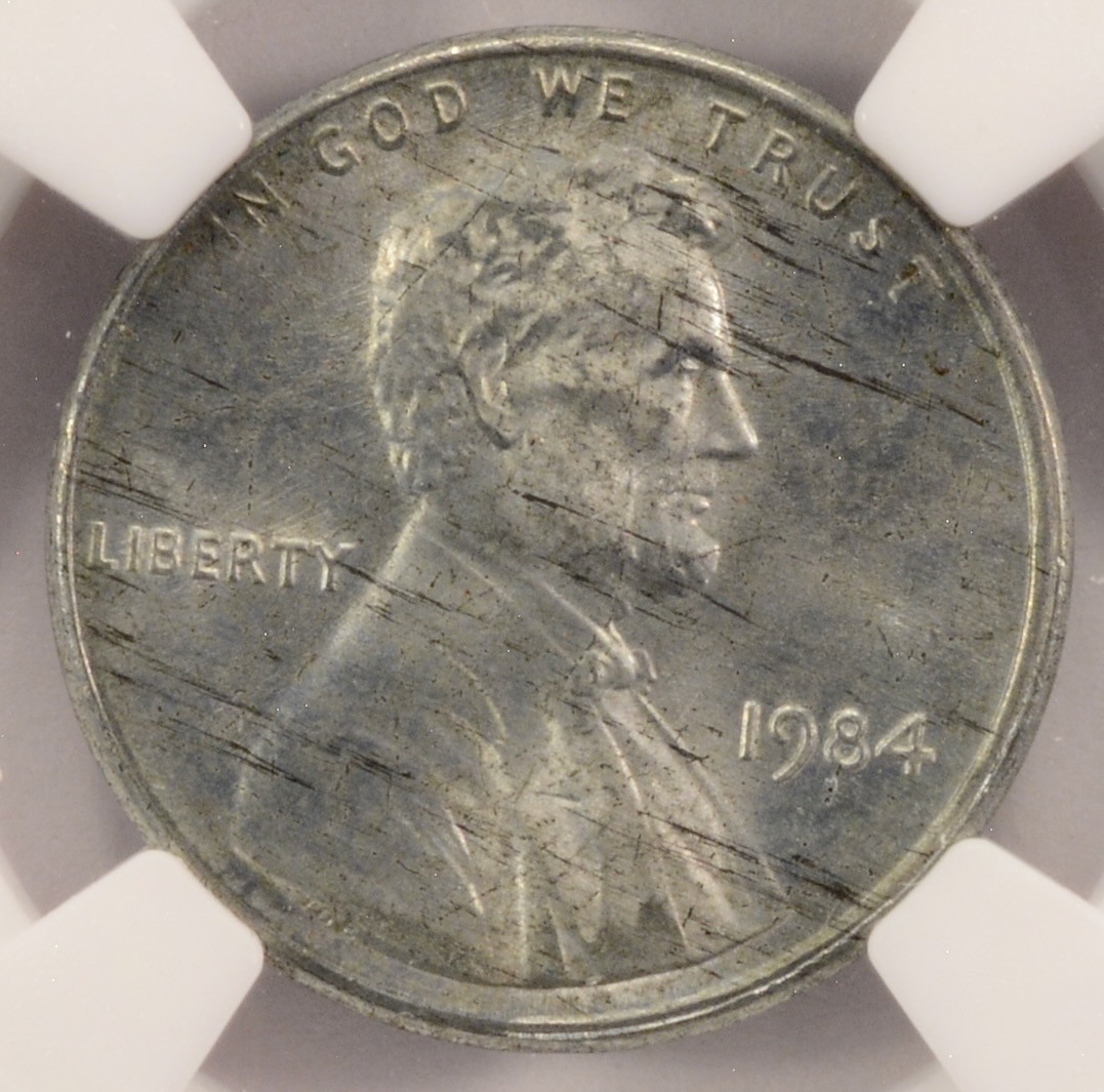 1984 1c Lincoln Cent 100% Unplated Planchet NGC MS64