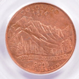 2006-P PCGS 25c Colorado Quarter Reverse Missing Clad Layer MS62 RB