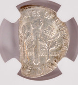 1958 NGC 10c Roosevelt Dime 50% Straight Clip & Off-Center MS64 
