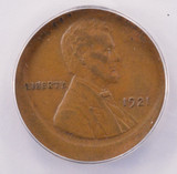 ANACS 1c 1921 Wheat Cent Struck 15% Off-Center EF45