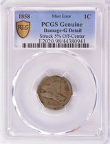 1858 1c Flying Eagle Cent 5% Off-Center PCGS G Details