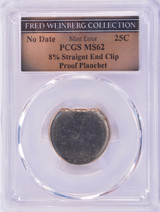 25c PCGS Proof Clad Washington Quarter 8% Straight Clip MS62