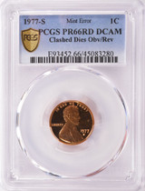 1977-S PCGS 1c Proof Lincoln Cent Clashed Dies Obv/Rev PR66 DCAM