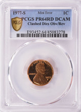 1977-S PCGS 1c Proof Lincoln Cent Clashed Dies Obv/Rev PR64 DCAM