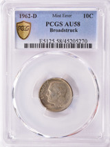 1962-D PCGS 10c Roosevelt Dime Broadstruck AU58