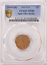 PCGS 1c Wheat Cent Split After Strike VF20