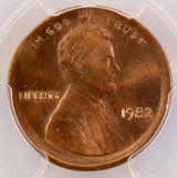1982 1c Lincoln Cent Broadstruck PCGS MS63 Red