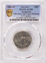 2002-P TN State Quarter Obverse Clad Layer Missing PCGS AU58