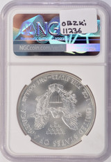 2015 $1 Silver Eagle Retained Struck Through Obverse NGC MS69