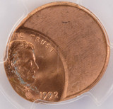 1992 1c Lincoln Cent Struck 60% Off-Center PCGS MS64 Red