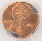 2005 1c Lincoln Cent Struck 5% Off-Center PCGS MS64 Red
