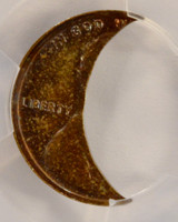 PCGS 1c Lincoln Cent Crescent 60% Curved Clip 1.1 Grams MS62 Brown