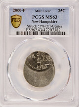 2000-P 25c New Hampshire Quarter Struck 55% Off-Center PCGS MS63