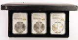 (3 Coin Set) 1996 $1 Silver Eagle 3-Coin Progression Set Struck Through MS68/69