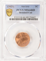 2021 1c Shield Cent Retained Cud Major Die Break PCGS MS66 Red
