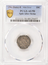 PCGS 10c (1900-1905)-S Barber Dime Split After Strike AU50