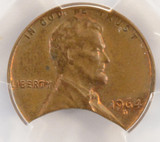1964-D 1c Lincoln Cent 15% Curved Clip PCGS MS63 BN