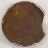 PCGS 1c Cent T-2 Planchet 5%  Curved Clipped MS62 Brown